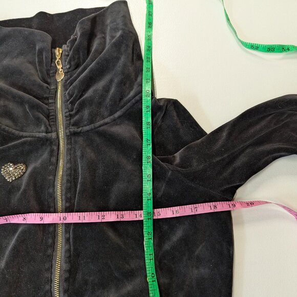 Twisted Heart Black Velour Zippered Jacket Size *Small - Picture 3 of 15